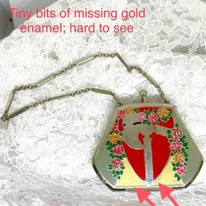 JM Fisher Compact Dance Purse Enamel Vintage Dual Lipsticks 1930 Makeup Collect